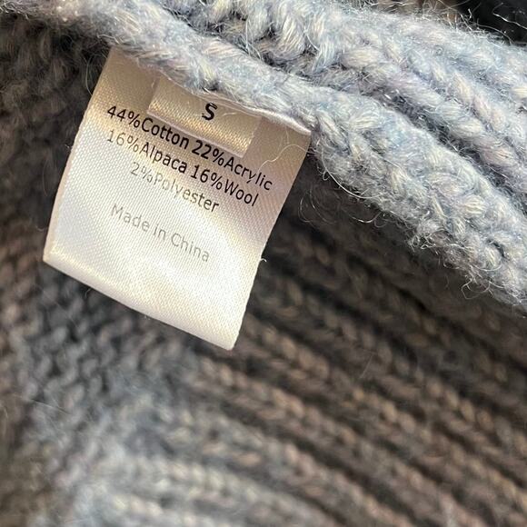 La Ligne Big Blue Oversized Turtleneck Sweater Alpaca Blend Balloon Sleeve Knit - Picture 7 of 8